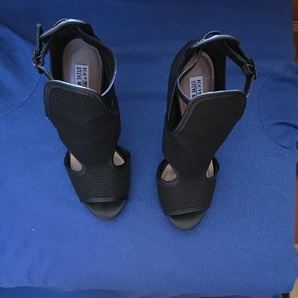 Steve Madden Black Mesh Cutout High Heel Sandals